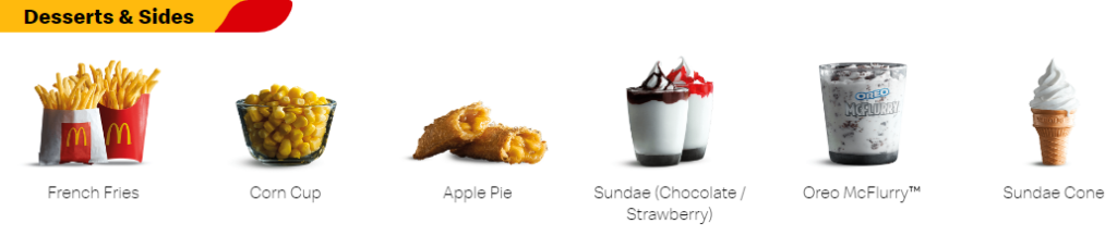 McDonald's menu items
