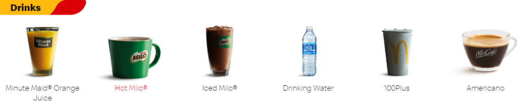 McDonald's drinks menu