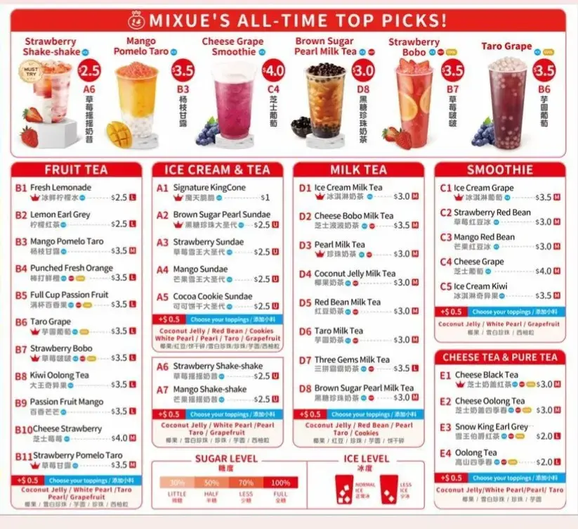 Mixue Menu Singapore Prices Promos & Review Updated 2025