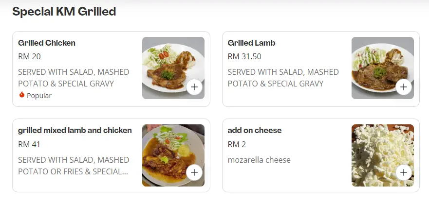 Grilled Menu